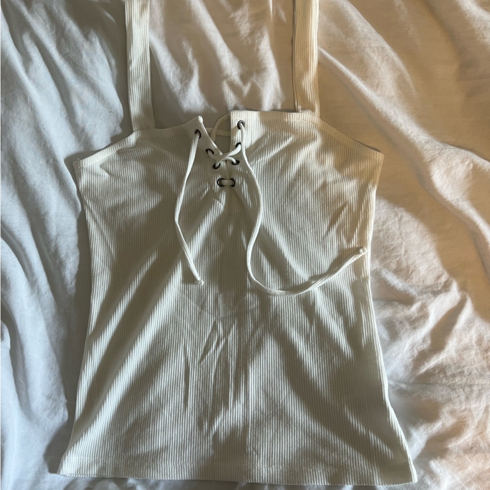 aeropostale never worn before white lace up tank top